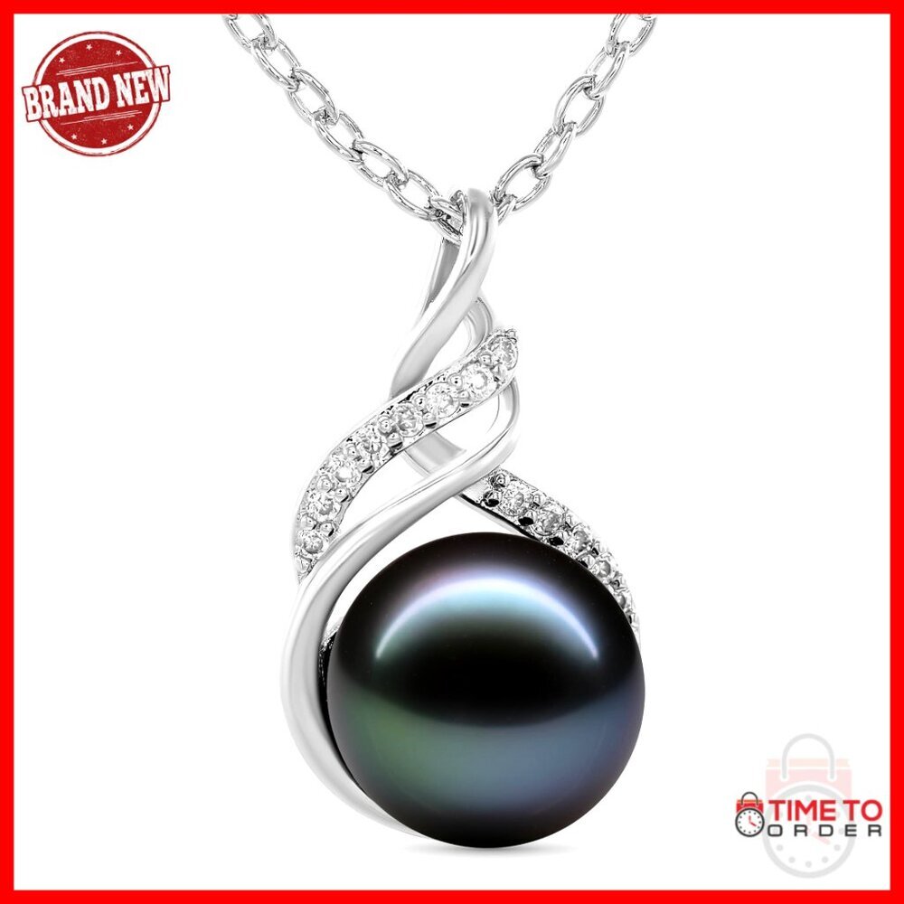 Elegant Tahitian Black Pearl Necklace Adjustable Chain Luxury Jewelry Gift